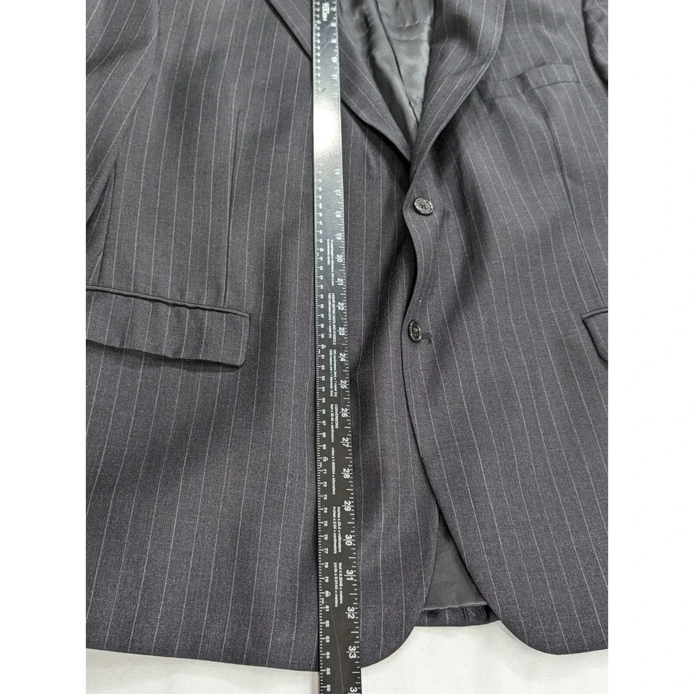 Hart Schaffner Marx Wool Blazer Suit Jacket Sport Coat 52R‎ Dark Gray Pinstripe